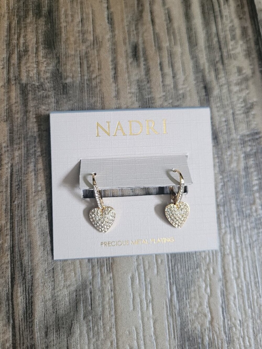 Nadri Gold Heart Cubic Zirconia Dangle Earrings